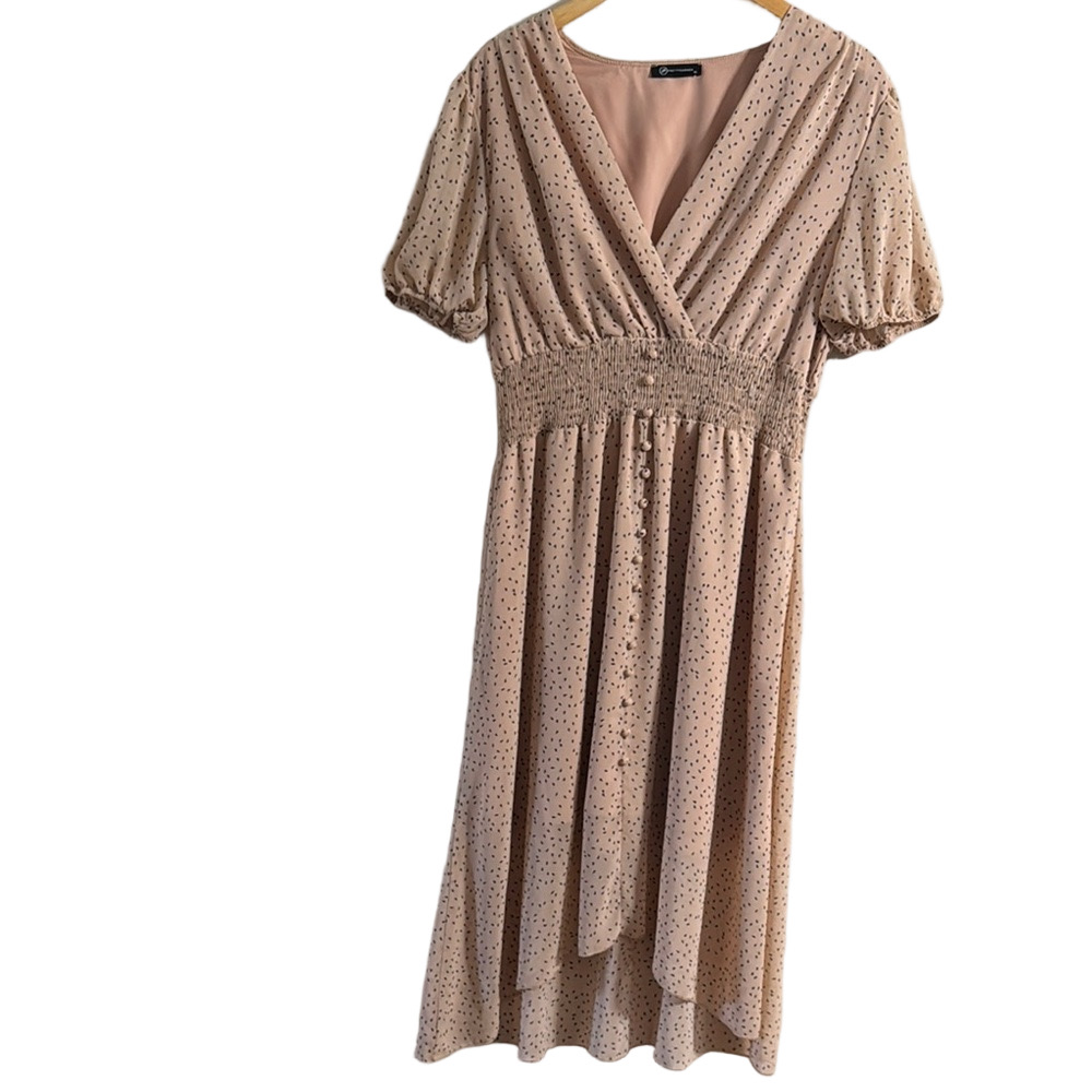 Elegant Cream Polka Dot Dress